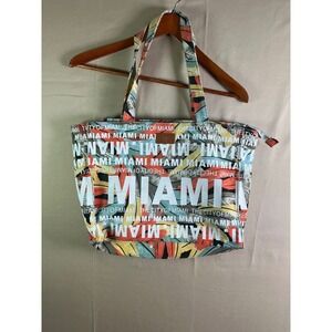 Robin‎ Ruth Miami Souvenir Tote Bag Multicolor Tropical Canvas Zippered Large
